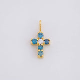Dije Cruz Zafiros 30pts 0.45g / 1.4cm Oro Amarillo 18K