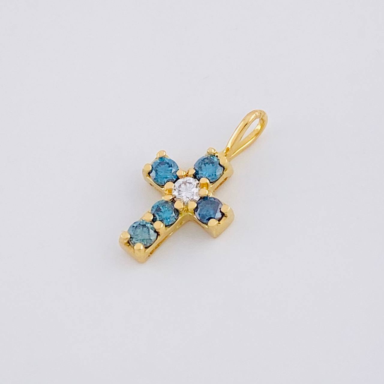 Dije Cruz Zafiros 30pts 0.45g / 1.4cm Oro Amarillo 18K