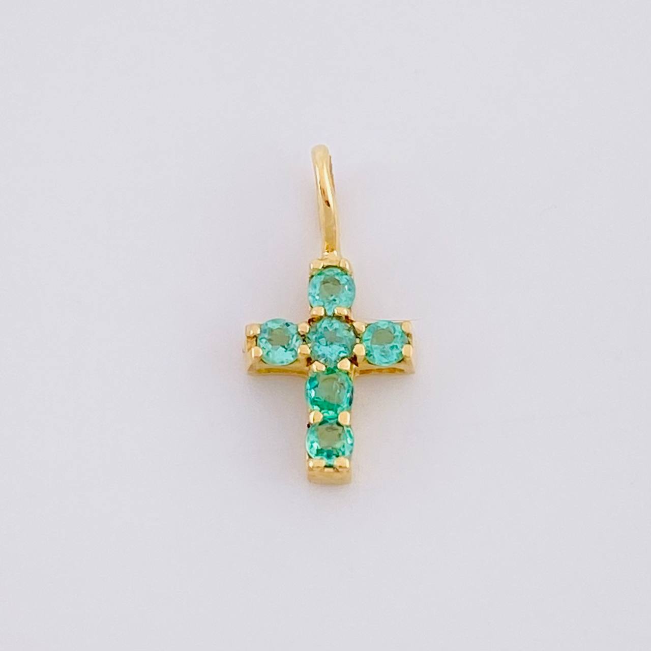Dije Cruz Esmeraldas 12pts 0.35g / 1.3cm Oro Amarillo 18K