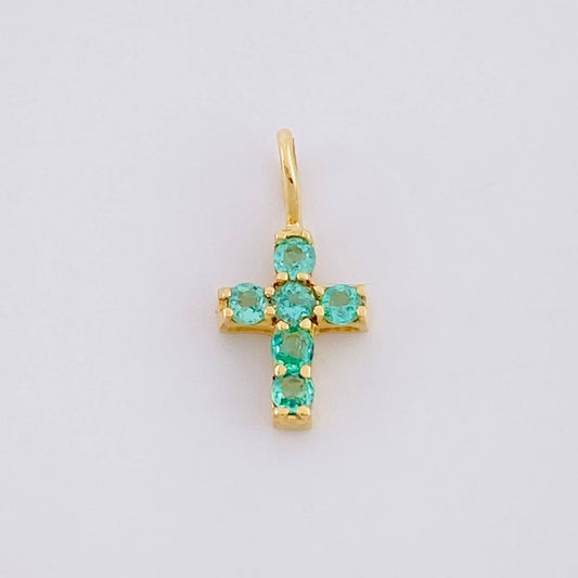 Dije Cruz Esmeraldas 12pts 0.35g / 1.3cm Oro Amarillo 18K