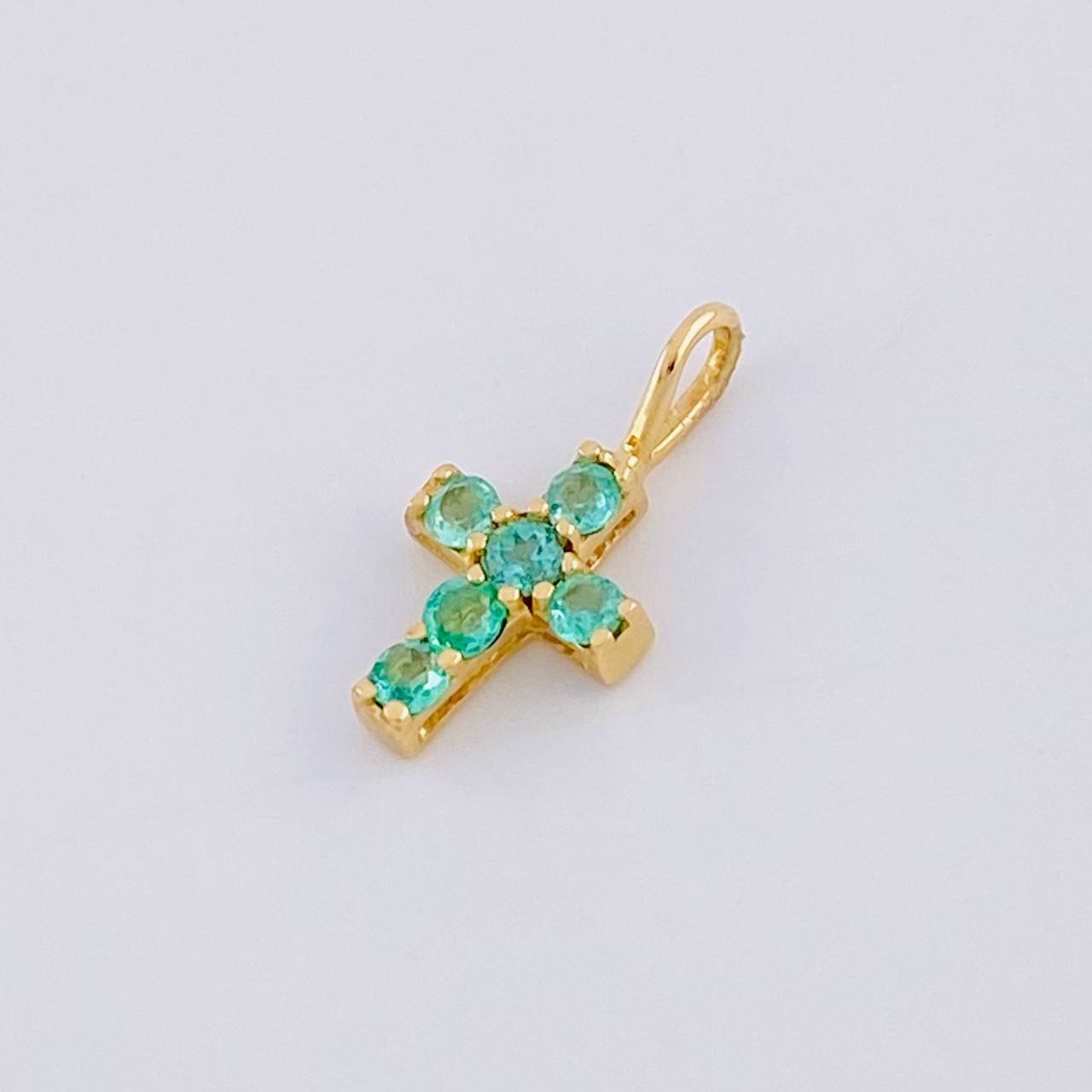 Dije Cruz Esmeraldas 12pts 0.35g / 1.3cm Oro Amarillo 18K