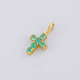 Dije Cruz Esmeraldas 12pts 0.35g / 1.3cm Oro Amarillo 18K