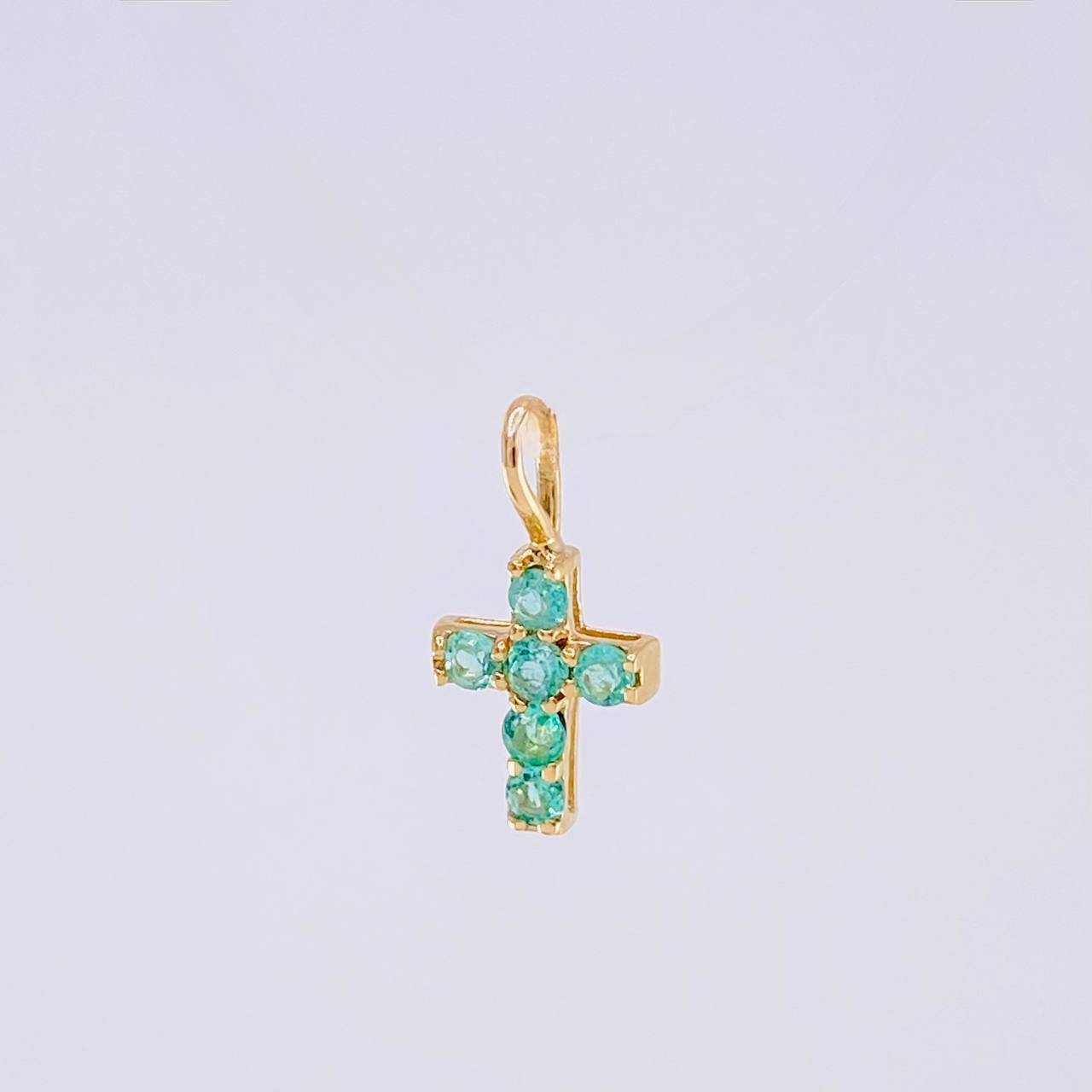 Dije Cruz Esmeraldas 12pts 0.35g / 1.3cm Oro Amarillo 18K