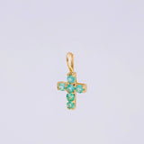 Dije Cruz Esmeraldas 12pts 0.35g / 1.3cm Oro Amarillo 18K
