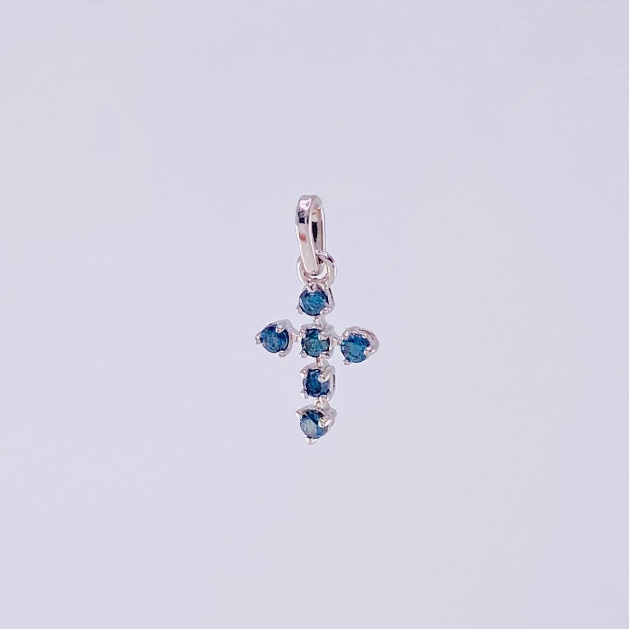 Dije Cruz Burbuja Diamantes 10pts 0.3g / 1.3cm Oro Blanco 18K