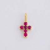Dije Cruz Rubíes 30pts 0.45g / 1.4cm Oro Amarillo 18K