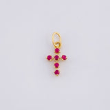 Dije Cruz Burbuja Rubíes 8pts 0.2g / 1.5cm Oro Amarillo 18K