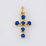 Dije Cruz Burbuja Zafiros 25pts 0.6g / 1.5cm Oro Amarillo 18K