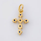 Dije Cruz Burbuja Zafiros 25pts 0.6g / 1.5cm Oro Amarillo 18K