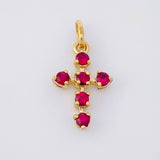 Dije Cruz Burbuja Rubíes 8pts 0.2g / 1.5cm Oro Amarillo 18K