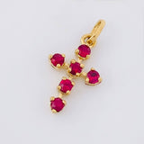 Dije Cruz Burbuja Rubíes 25pts 0.55g / 1.5cm Oro Amarillo 18K