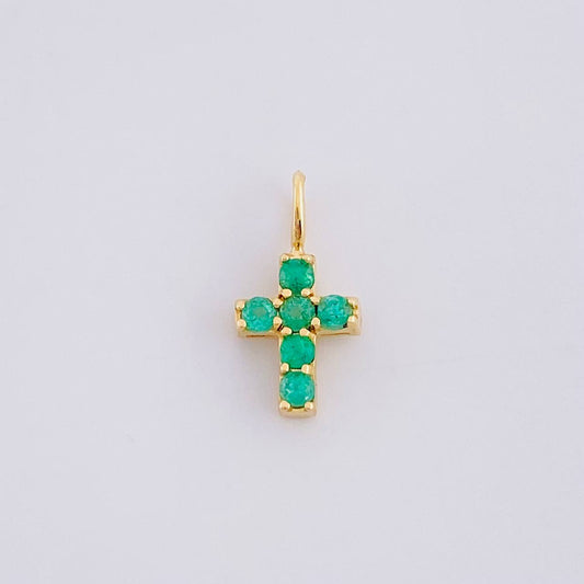 Dije Cruz Esmeraldas 12pts 0.4g / 1.4cm Oro Amarillo 18K