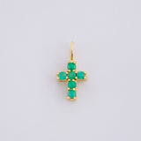 Dije Cruz Esmeraldas 12pts 0.4g / 1.4cm Oro Amarillo 18K