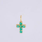 Dije Cruz Esmeraldas 12pts 0.4g / 1.4cm Oro Amarillo 18K