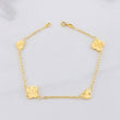 Pulso Aro Seguido Trébol y Corazón Diamantados 2.55g / 18.5cm / 1.65mm Oro Amarillo 18K