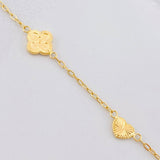 Pulso Aro Seguido Trébol y Corazón Diamantados 2.55g / 18.5cm / 1.65mm Oro Amarillo 18K