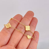 Pulso Aro Seguido Trébol y Corazón Diamantados 2.55g / 18.5cm / 1.65mm Oro Amarillo 18K