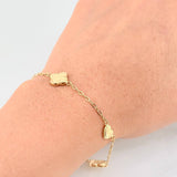 Pulso Aro Seguido Trébol y Corazón Diamantados 2.55g / 18.5cm / 1.65mm Oro Amarillo 18K