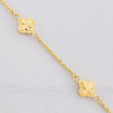 Pulso Aro Seguido Trébol Diamantado 2.6g / 18.2cm / 1.55mm Oro Amarillo 18K