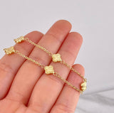 Pulso Aro Seguido Trébol Diamantado 2.6g / 18.5cm / 1.55mm Oro Amarillo 18K