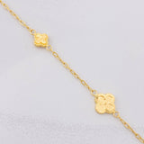 Pulso Aro Seguido Trébol Diamantado 2.55g / 18.5cm / 1.65mm Oro Amarillo 18K