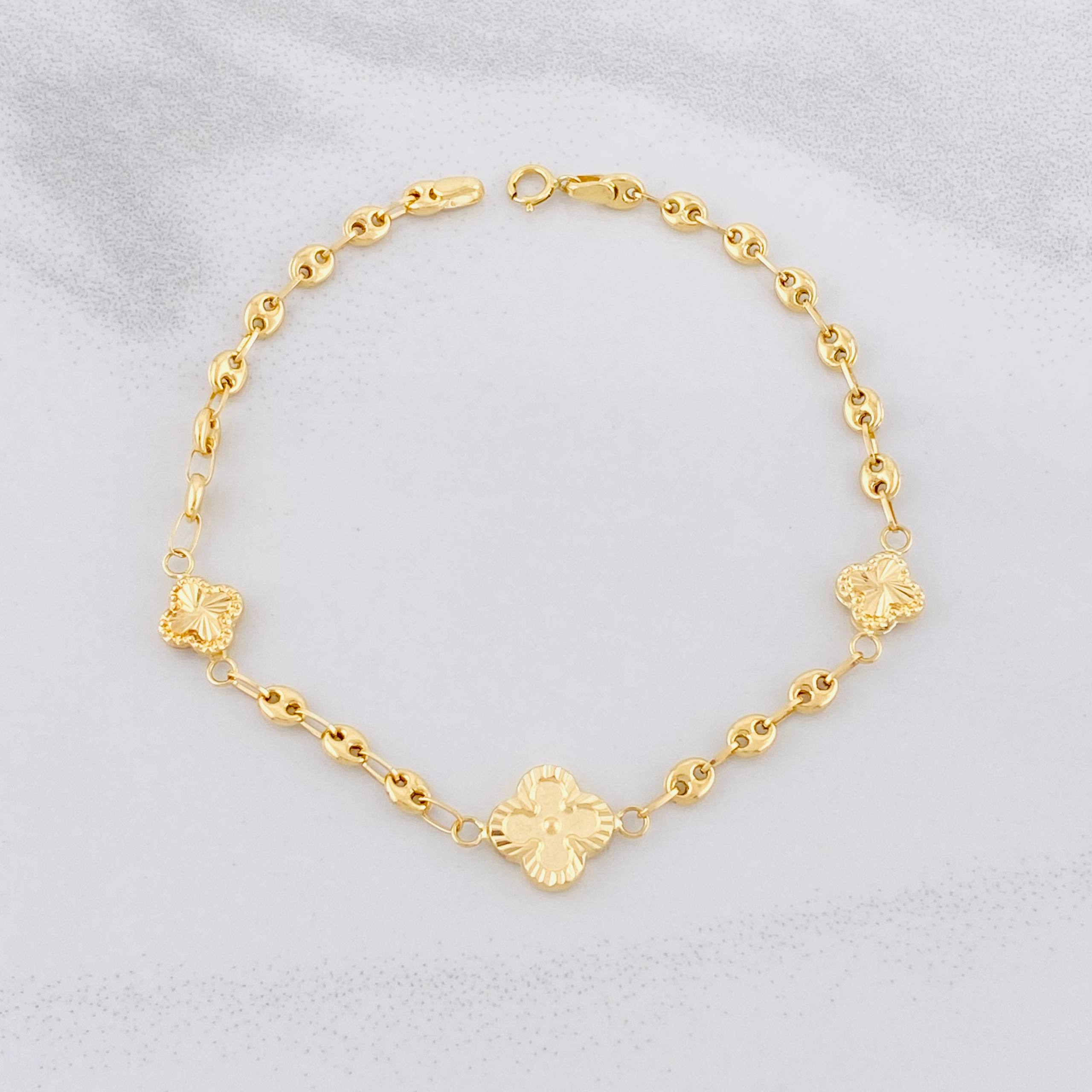 Pulso GC Trébol Diamantado 3.15g / 18.7cm / 1.65mm Oro Amarillo 18K