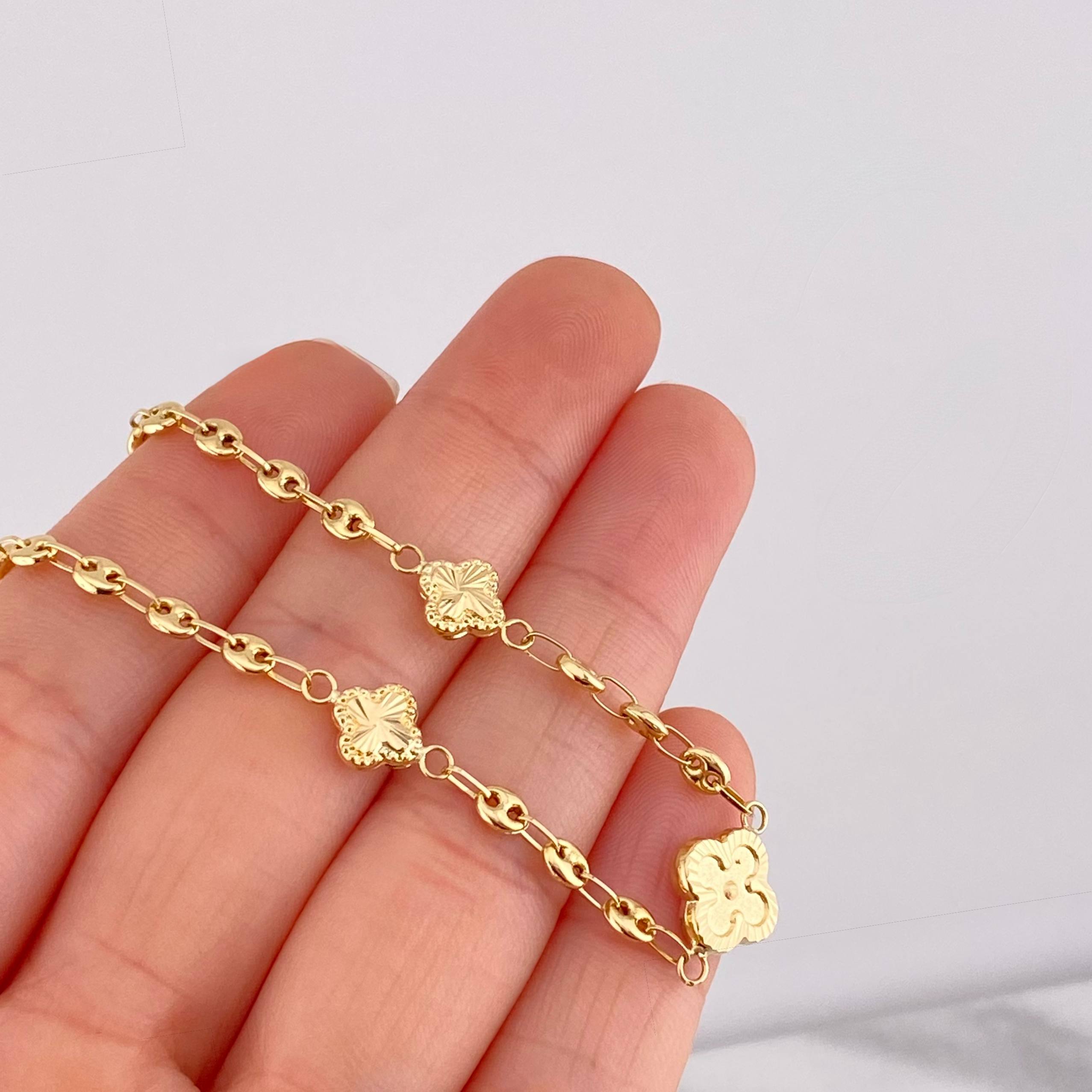 Pulso GC Trébol Diamantado 3.15g / 18.7cm / 1.65mm Oro Amarillo 18K