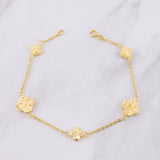 Pulso Aro Seguido Trébol Diamantado 3.2g / 18cm / 1.55mm Oro Amarillo 18K