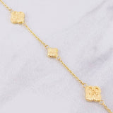 Pulso Aro Seguido Trébol Diamantado 3.2g / 18cm / 1.55mm Oro Amarillo 18K