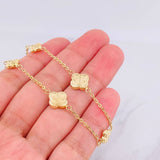 Pulso Aro Seguido Trébol Diamantado 3.2g / 18cm / 1.55mm Oro Amarillo 18K