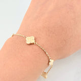 Pulso Aro Seguido Trébol Diamantado 3.2g / 18cm / 1.55mm Oro Amarillo 18K