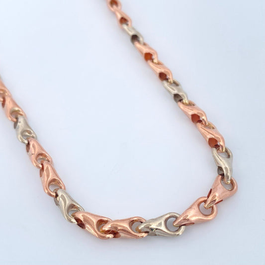 Cadena Rustica Espiga 9.95gr / 48cm / Dos Oros Blanco Rosa 18K $