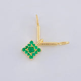 Dije Doble V Cuadrada Esmeralda 23Pts 1.05 g / 1.4 cm Oro Amarillo 18K