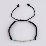 Pulsera Tejida Cruz Lineal En Relieve Esmeraldas 45Pts Oro Amarillo 18K