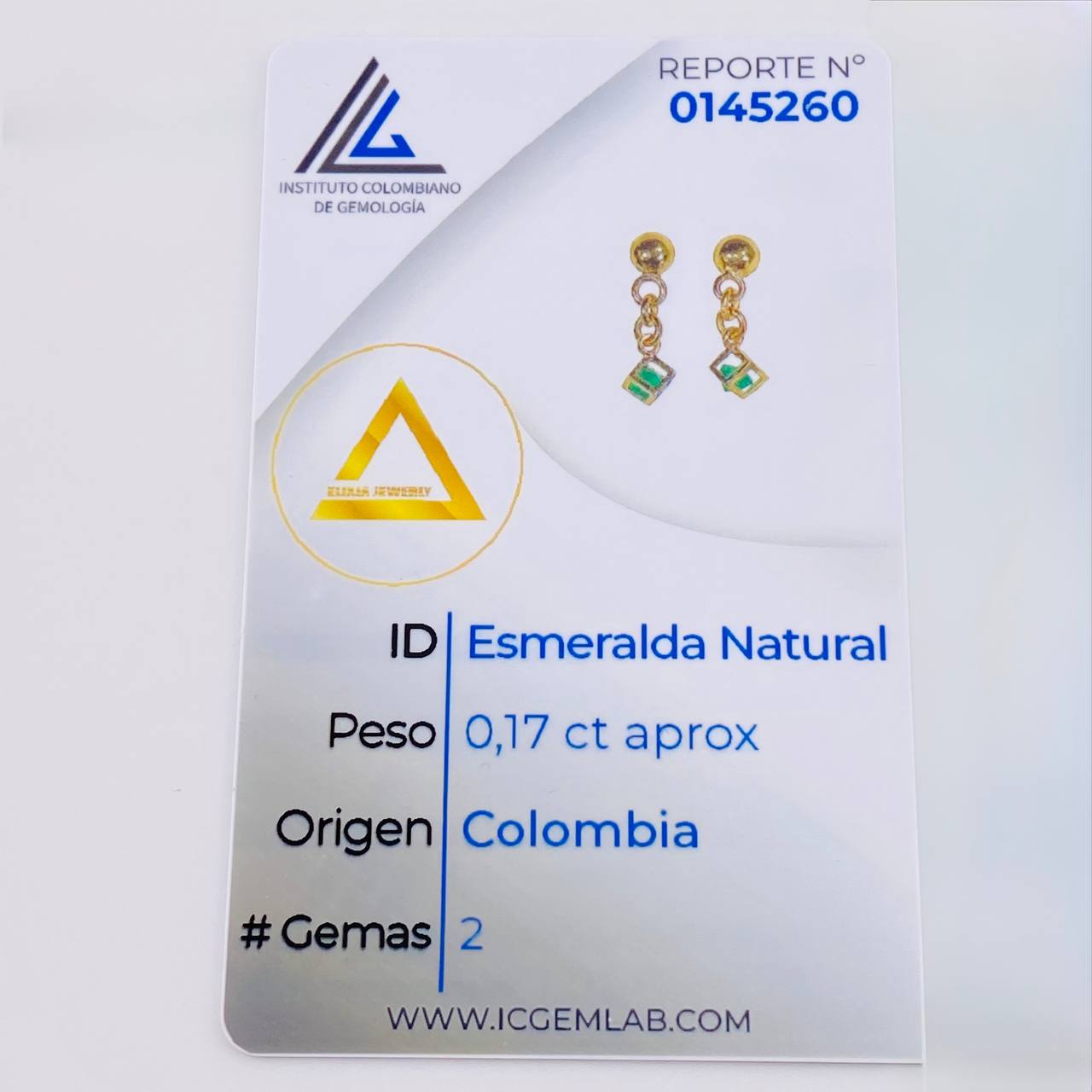 Topos Cubo Esmeralda 17Pts 1.55 g / 1.4 cm Oro Amarillo 18K