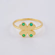 Anillo Trebol Esmeraldas 7Pts 1.8 g / T6 1/2 Oro Amarillo 18K