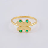 Anillo Trebol Esmeraldas 7Pts 1.8 g / T6 1/2 Oro Amarillo 18K