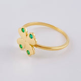 Anillo Trebol Esmeraldas 7Pts 1.8 g / T6 1/2 Oro Amarillo 18K
