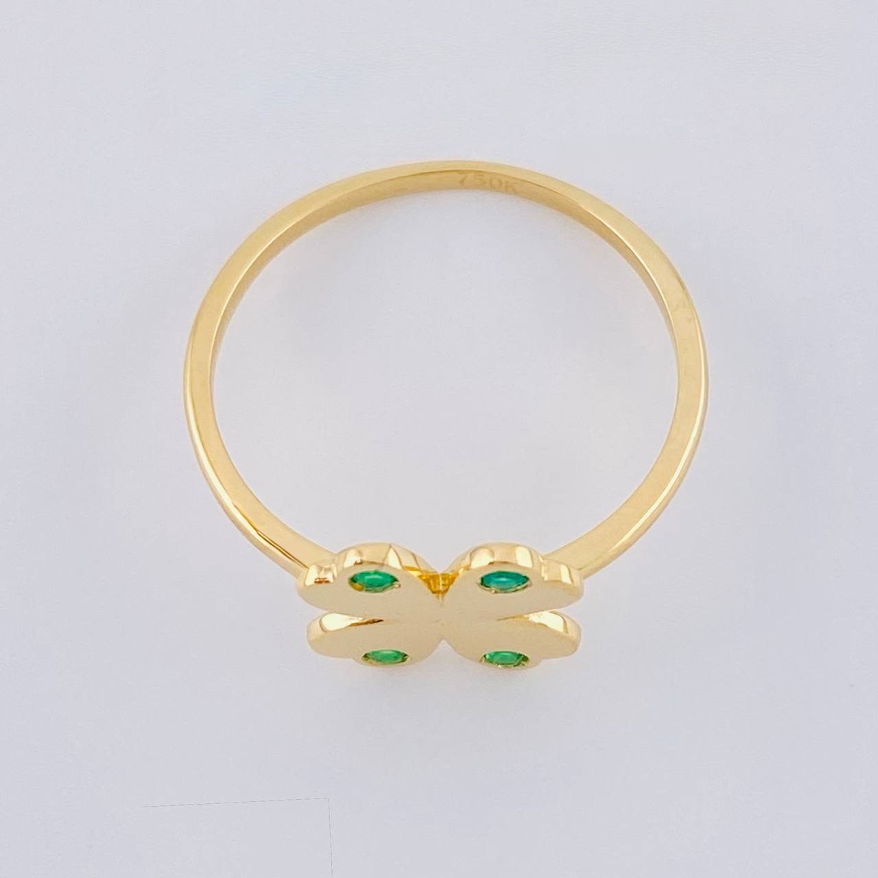 Anillo Trebol Esmeraldas 7Pts 1.8 g / T6 1/2 Oro Amarillo 18K
