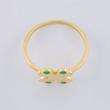Anillo Trebol Esmeraldas 7Pts 1.8 g / T6 1/2 Oro Amarillo 18K