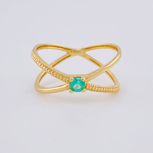 Anillo Infinito Tridimensional Esmeralda 15Pts 2.2 g / T6 1/2 Oro Amarillo 18K