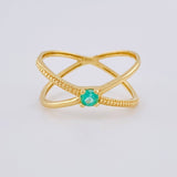 Anillo Infinito Tridimensional Esmeralda 15Pts 2.2 g / T6 1/2 Oro Amarillo 18K