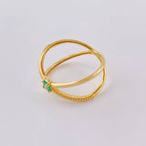 Anillo Infinito Tridimensional Esmeralda 15Pts 2.2 g / T6 1/2 Oro Amarillo 18K
