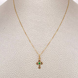 Set Veneciana+ Cruz Plana Esmeralda 05 Pts 1.3gr / 50.2cm / 0.46mm Oro Amarillo 18K %
