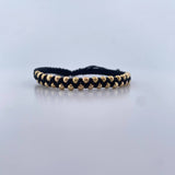 Pulsera Negra 1.55gr / 3mm Bolas Lisas Oro Amarillo 18K (A.C)