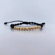 Pulsera Negra 1.2gr / 4mm Bolas Lisas Diamantada Oro Amarillo 18K (A.C)