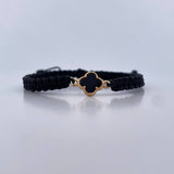 Pulsera Negra Trebol  0.8gr / Onix Negro Oro Amarillo Nac.Esp. 18K &