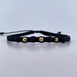 Pulsera Negra 0.15gr / 3mm Bolas Lisas Neoprenos Oro Amarillo 18K (A.C)