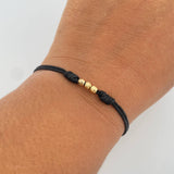 Pulsera Negra 0.25gr / 4mm Bolas Diamantadas Oro Amarillo 18K  (A.C)