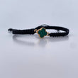 Pulsera Negra Trebol 0.85gr / Malaquita Verde Oro Amarillo Nac.Esp. 18K &